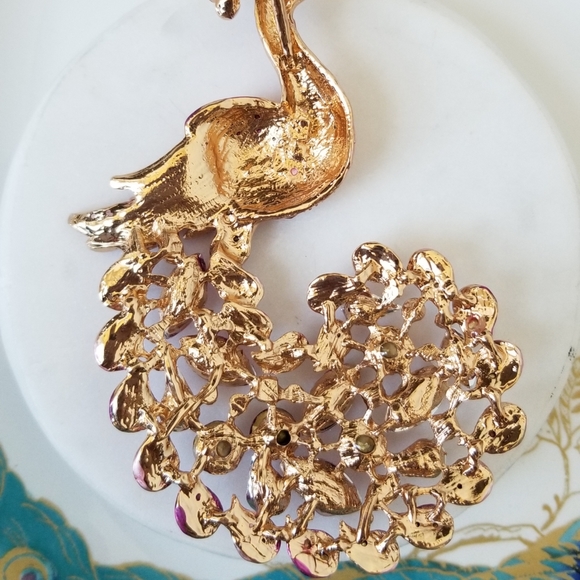 Pink Crystals Peacock Pendant Purse Charm Key Ring NWT - Picture 5 of 12